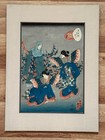 Antique Japanese Woodblock Print Utagawa Kunisada Ii  Butterflies 18 25  X 13 5 
