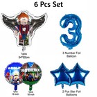 Roblox Balloon 6pcs Set With 3 Number Blue For Birthday Party Decoration