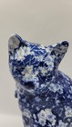 Blue Splash Lucky Cat Floral Porcelain Figurine Chinoserie 10  Vintage 