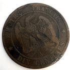 1854 France 10 Centimes Coin - Bronze - Ten - French Coin  - Free Shipping
