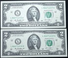  2  Consec  2013  2 Federal Reserve Note-misaligned Digit Error- Gem Unc
