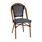 2 Pack Bistro Style Black   White Armless Dining Chair W  Bamboo Aluminum Frame