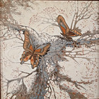 Ferrante Vintage Mid Century Modern Framed Butterfly Textured Art Painting