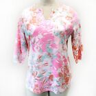 Quacker Factory V-neck Floral Pink Studs Top Sweatshirt 1x