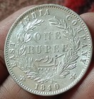  o14 old  East India Company 1840 Victoria Silver Rupee Indian Head 11 6gm