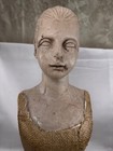 14  Off White With Bun Female Mannequin Resin Bust  Burlap Dress Jewelry Display