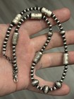 Sterling Silver Nativer American Sw Navajo Pearl Barrel Graduated Necklace  925