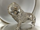 Vintage Silver Plate Ice Bucket With Lion Handle Lid  Glass Lined