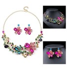 Rhinestone Jewelry Set Crystal Earrings Shining Exquisite Necklace Multi-col