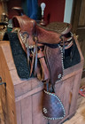 Vintage Spotted Studded Youth Pony Saddle 13    Seat Tooled Leather