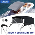 1200d Bimini Top 3 Bow   4 Bow Canopy Boat Cover 6ft  8ft Long With Rear Poles