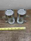 Vintage Glass Beer Stein Mug Retro Salt   Pepper Shakers Collectible Heavy Glass