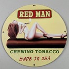 Vintage Red Man Chewing Tobacco Porcelain Sign Gas Oil Smoke Store Ad Pump Plate
