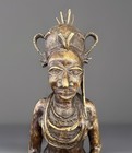 Large African 17    Benin Bronze Nigeria Sitting Queen Statue Sculpture W Patina