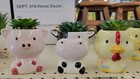 Pig Ceramic Planter Pot With Faux Succulents 5  X 4 5  