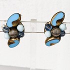 Clipon Earrings Vintage Cluster Pale Blue Beads Crystals