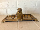 Vintage Art Nouveau Brass Desk Set Inkwell Tray And Inkwell Container
