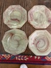 Akro Agate Tea Set-uranium Glass-4 Saucers-oxblood Lemonade