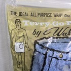 Vintage Terry Cloth Bath Wrap Blue Skirt Snap Closure   Slippers Shower One Size