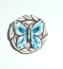 Cute Hand Painted Blue Butterfly Art Stone V Shank Button - 3 4  Blue Butterfly