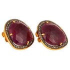 Diamond Ruby 18k Gold Plated 925 Sterling Silver Stud Earrings Jewelry