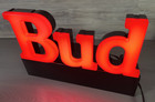 Vintage Bud Beer Light Up Sign Works 1992 Bar Neon Budweiser Bright Red Electric