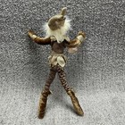 Vtg Twigs Boutique Poseable Elf Pixie Jester Doll Bronze Gold Brocade Faux Fur