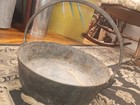Early American Cast Iron Hearth Kettle Cauldron 3-foot Bail Handle C1800