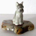 Terrier Puppy Dog Miniature Ceramic Figurine Polished Stone Rock Agate  1 3 4 