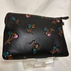 Coach Cherry Glitter Flat Pouch Black Used Cosmetics Bag