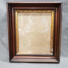 Vtg Wood Picture Frame 10x12 Mahogany Brown Gold Liner Beveled Edge Traditional