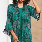 Size L Ashro Peacock Teal Formal Wedding Church Party Davita Fringe Jacket Dress