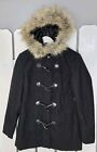 Alpine Swiss Duffy Womens Hooded Parka Fur Trim Wool Coat Toggle Button Jacket S