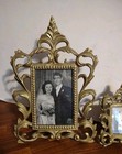 Vintage Heavy Brass Ornate Victorian Photo Picture Frame With Glass Set Of 2