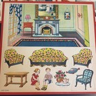 Lot Of 3 Vtg 1930   s Paper Doll Punch-out Sheets Dollhouse Rooms Children Japan