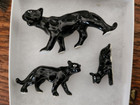 Vintage Ceramic Black Panther Ceramic Figurine Set Mid Century 1950   s Mcm Mint