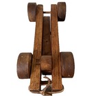 Vtg Hand Made Pull Toy Wood Horse Wheels Bucks Up Down When Pulled Folk Art