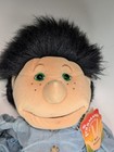 Folkmanis Boy Puppet Black Hair Freckles Full Body 25  Nwt Denim Shirt Retired