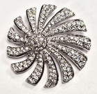 Vintage Signed Swarovski Swan Rhinestone Crystal Paved Spiral Pin   Brooch