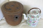 Antique Rare Asian Museum Ceremonial Chinese Bird Padded Tea Pot Basket China
