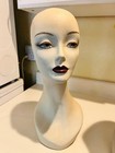 Two Vintage Mid-century Long Swan Neck Painted Female Mannequin Heads 