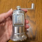 Vintage Perfex Salt   Pepper Manual Grinder Mill Set Metal Silver Vintage 4 In