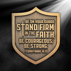 Stand Firm Challenge Coin   1 Corinthians 16 13   Christian Lion Shield Gift