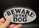6 1 2  Vintage Style Cast Iron Beware Of The Dog Sign Plaque