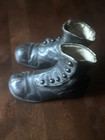 Antique Vintage Victorian Black Leather Baby Child Shoes Boots Button Up High