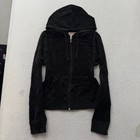 Juicy Couture Women s Black Velour Tracksuit Set Y2k Hoodie   Flared Pant Size M