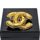 Chanel Cc Logos Coco Brooch Gold Matelasse Vintage Authentic Accessory Japan