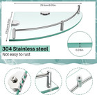 2 Pcs Corner Shower Shelf 2-tier Glass Corner Shelf Stainless Steel Wall Mounted