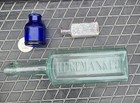 Antique Cobalt Blue Round Inkwell    1 Old Glass Ink Bottle 