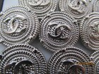 Lot Of Ten  25 Mm Designer Cc Button Clean Silver Tone Chanel 10 Buttons